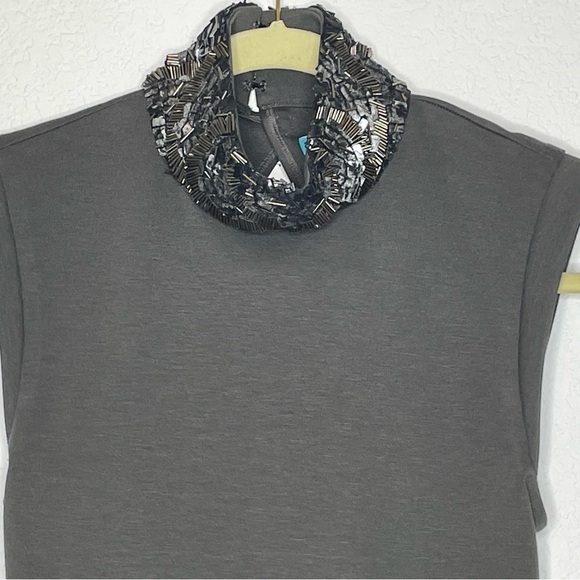 Alice & Olivia dress mini metallic gray with collar sz XS open back - Picture 5 of 14
